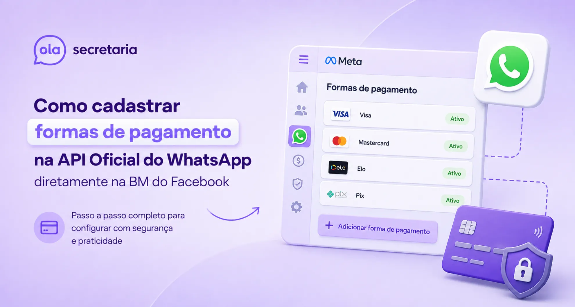 Como cadastrar formas de pagamento na Api Oficial do Whatsapp diretamente na BM do Facebook