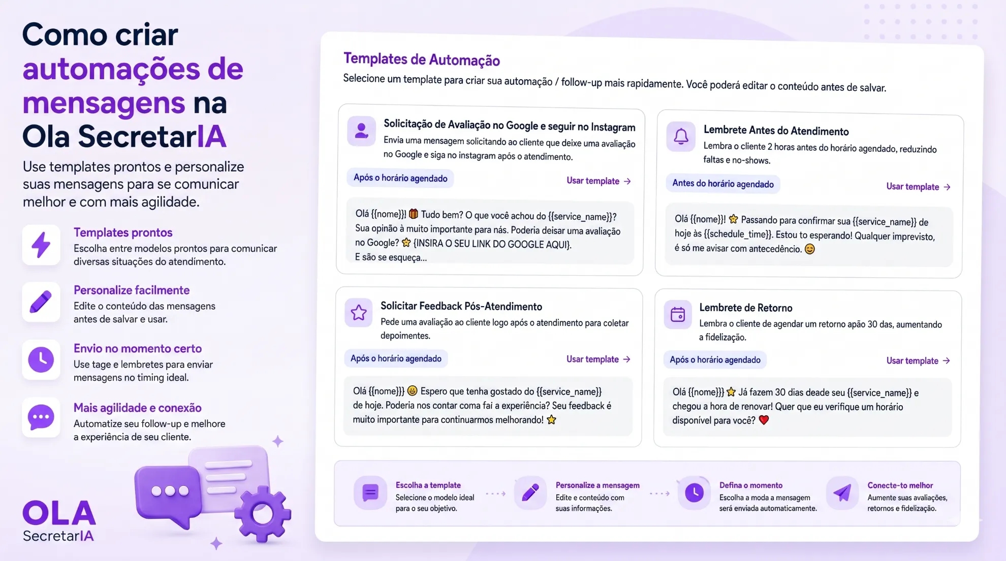 Como criar automações de mensagens na Ola SecretarIA